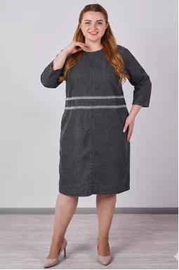 Графитовое джинсовое платье миди больших размеров