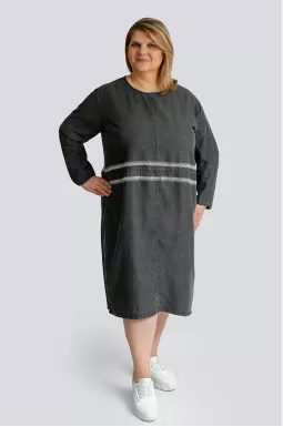 Графітова джинсова сукня міді великих розмірів