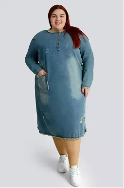 Джинсова сукня міді з ґудзиками і тороками