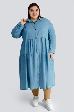 Джинсова сукня з ґудзиками великих розмірів