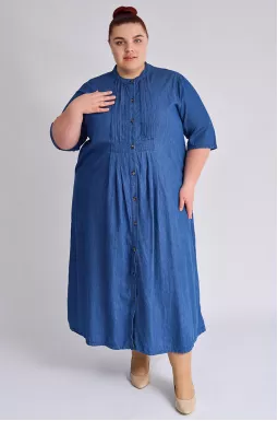 Джинсовое платье-рубашка миди больших размеров