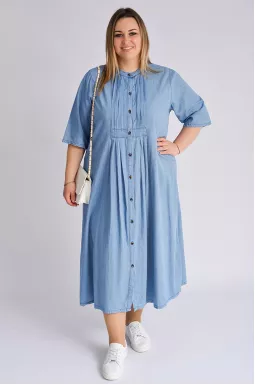 Джинсовое платье-рубашка миди больших размеров