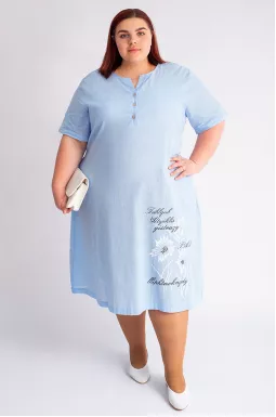 Лляна сукня міді з принтом великих розмірів