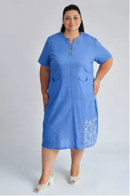 Лляна сукня міді декорована ґудзиками великих розмірів