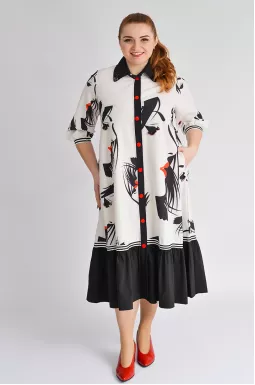 Сукня міді в принт з декором великих розмірів