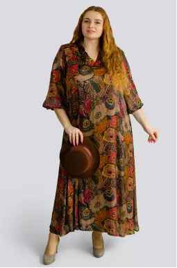  Платье-двойка макси в принт больших размеров