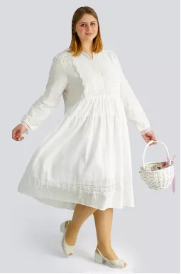 Біла сукня міді з мереживом великих розмірів