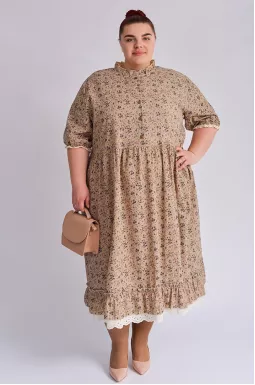 Сукня міді лляна з мереживом великих розмірів