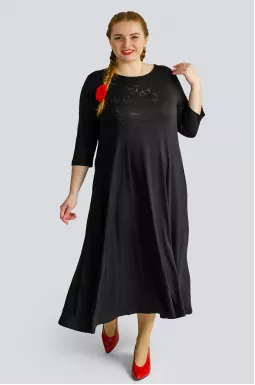 Чорна сукня максі зі стразами великих розмірів