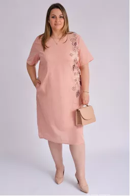 Сукня-футляр міді з вишивкою великих розмірів