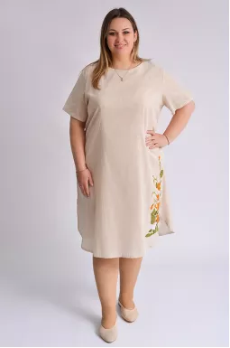 Платье миди с фактурной вышивкой больших размеров