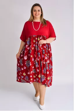 Сукня міді штапельна з принтом великих розмірів
