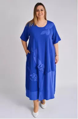 Платье макси льняное с декором больших размеров