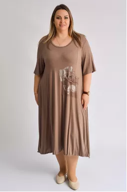 Сукня міді трапеція з декором та регульованим низом великих розмірів