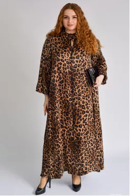Леопардовое платье макси больших размеров