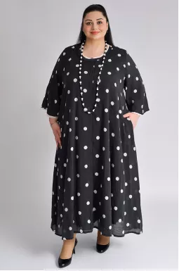 Сукня максі в горох з прикрасою великих розмірів