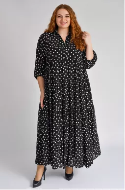 Платье-двойка макси в горох больших размеров