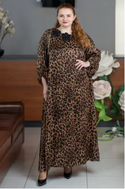 Сукня максі леопардова з декором квіти великих розмірів