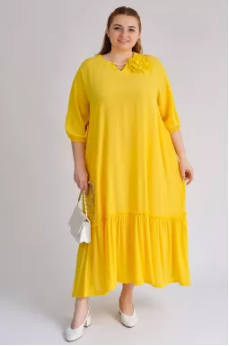Сукня максі жовтого кольору з обʼємним квітковим декором великих розмірів