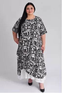Сукня максі штапельна в абстрактний принт великих розмірів