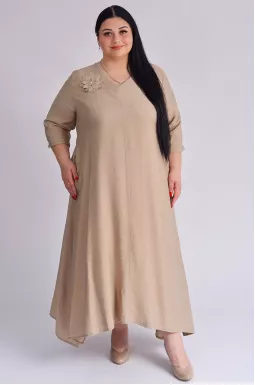 Платье макси с декоративными цветами больших размеров