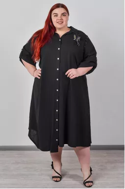Сукня на ґудзиках з акцентною брошкою великих розмірів