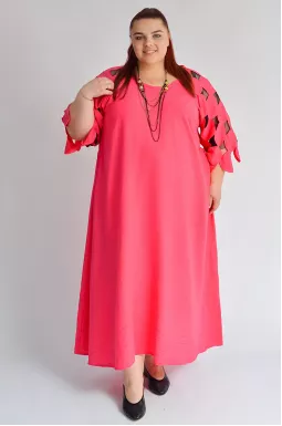 Сукня максі з ажурними прорізами на рукавах великих розмірів