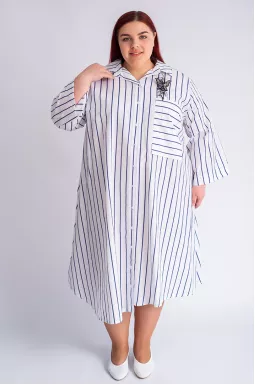 Платье миди в полоску с украшением больших размеров 