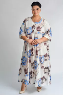 Платье макси с абстрактными принтами больших размеров