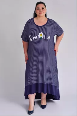 Сукня міді в смужку з асиметричним низом та написом великих розмірів 