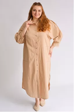 Лляна сукня максі з голографічною аплікацією великих розмірів