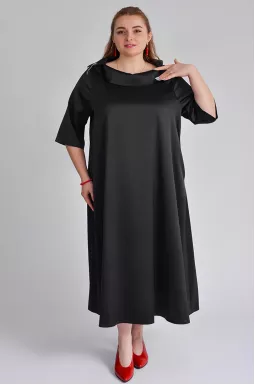 Атласна сукня максі чорна великих розмірів