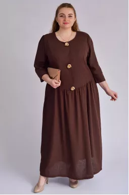 Льняное платье с акцентными пуговицами больших размеров
