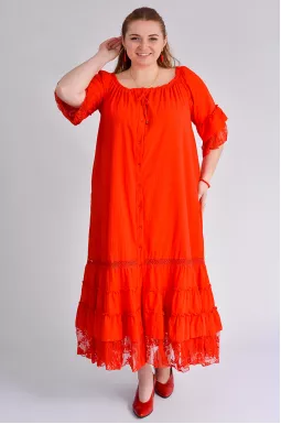 Сукня максі зі штапелю з рюшами та мереживом великих розмірів