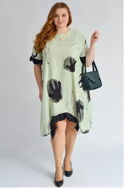 Сукня з абстрактним принтом та асиметричним низом великих розмірів