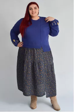 Сукня з фактурним верхом і квітковою спідницею великих розмірів