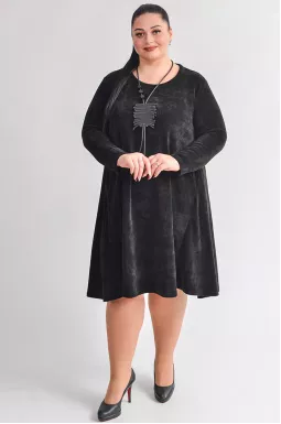 Сукня міні з фактурного вельвету та з прикрасою великих розмірів