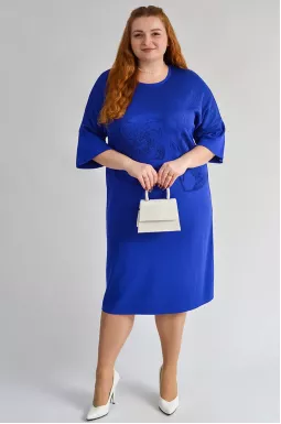 Платье с фактурным цветочным узором и люрексовым блеском больших размеров