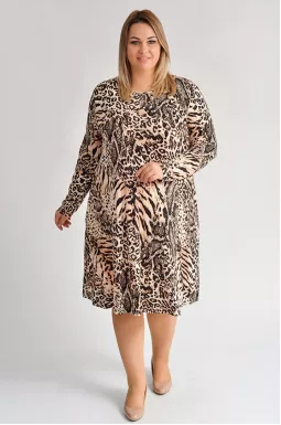 Сукня міні трапеція з ефектним принтом великих розмірів