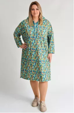 Сукня з капюшоном з художнім принтом листочків великих розмірів