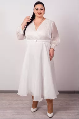 Платье макси в нежных оттенках с поясом больших размеров