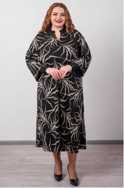 Чорна сукня з візоновим орнаментом та акцентною горловиною великих розмірів