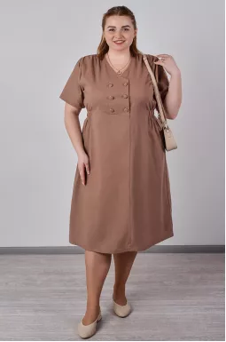 Лляна сукня міді з декоративними ґудзиками великих розмірів