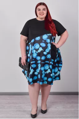 Сукня міні з діагональним поєднанням фактур великих розмірів