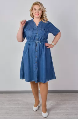 Сукня міні в кольорі денім із регульованою талією великих розмірів