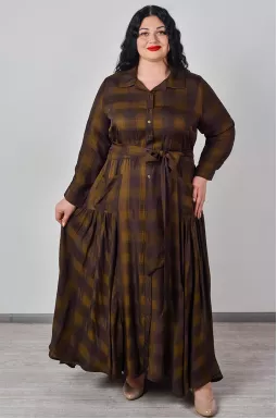 Сукня максі в клітинку з поясом великих розмірів