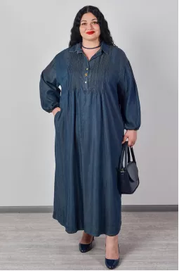 Сукня максі із фактурними складками та ґудзиками великих розмірів