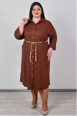 Сукня на ґудзиках з акцентним поясом великих розмірів