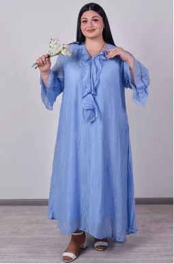 Сукня максі з фактурної тканини та з рюшами великих розмірів