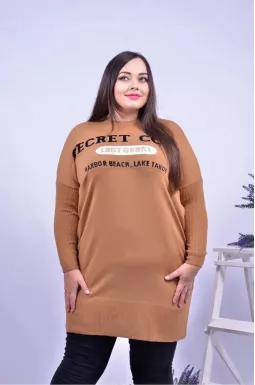 Тепла прямая удлиненная туника батал